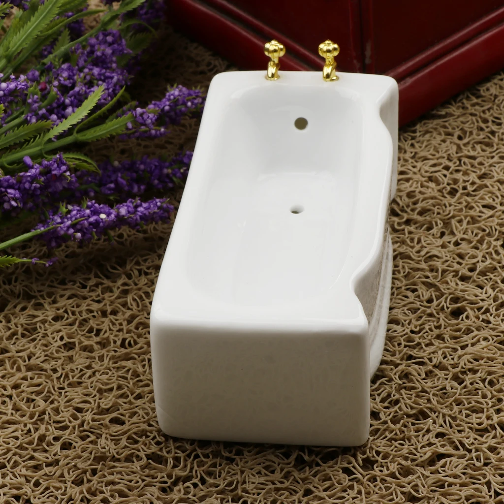 1/12 Dollhouse Miniature Bathtub Bath Supplies For Bathroom Decoration White 1/12 Dollhouse Miniature Bathtub Bath Supplies For Bathroom Decoration White