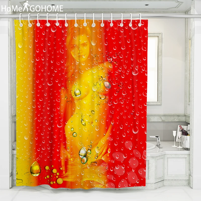 

Naked Women Water Drops Shower Curtains 3D Bathroom Curtain Waterproof Bath Screen Home Decoration Ombre Cortina De Bano Large