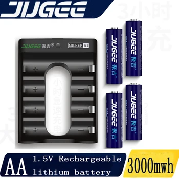 2000mah JUGEE 4pcs 1.5v AA 3000mWh USB rechargeable Li-polymer li-ion polymer lithium battery +1 USB Charger good as kentli
2000mah JUGEE 4pcs 1.5v AA 3000mWh USB rechargeable Li-polymer li-ion polymer lithium battery +1 USB Charger good as kentli