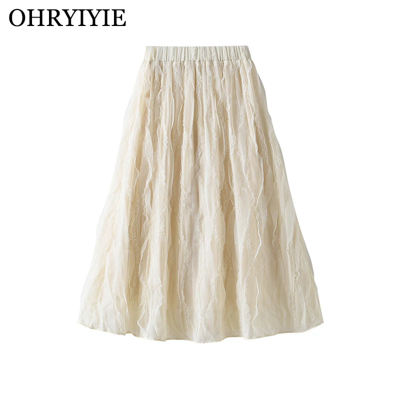 OHRYIYIE 2022 Spring Summer Midi Long Lace Tulle Skirt Women Fashion High Waist Sun Fluffy Pleated Skirt Female Elegant Skirt
OHRYIYIE 2022 Spring Summer Midi Long Lace Tulle Skirt Women Fashion High Waist Sun Fluffy Pleated Skirt Female Elegant Skirt