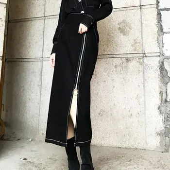 2020 Women Spring Autumn New Elegant Temperament Black High Waist Skirt Loose Retro Slim Split Zipper Midi Skirt Fashion Tide
2020 Women Spring Autumn New Elegant Temperament Black High Waist Skirt Loose Retro Slim Split Zipper Midi Skirt Fashion Tide