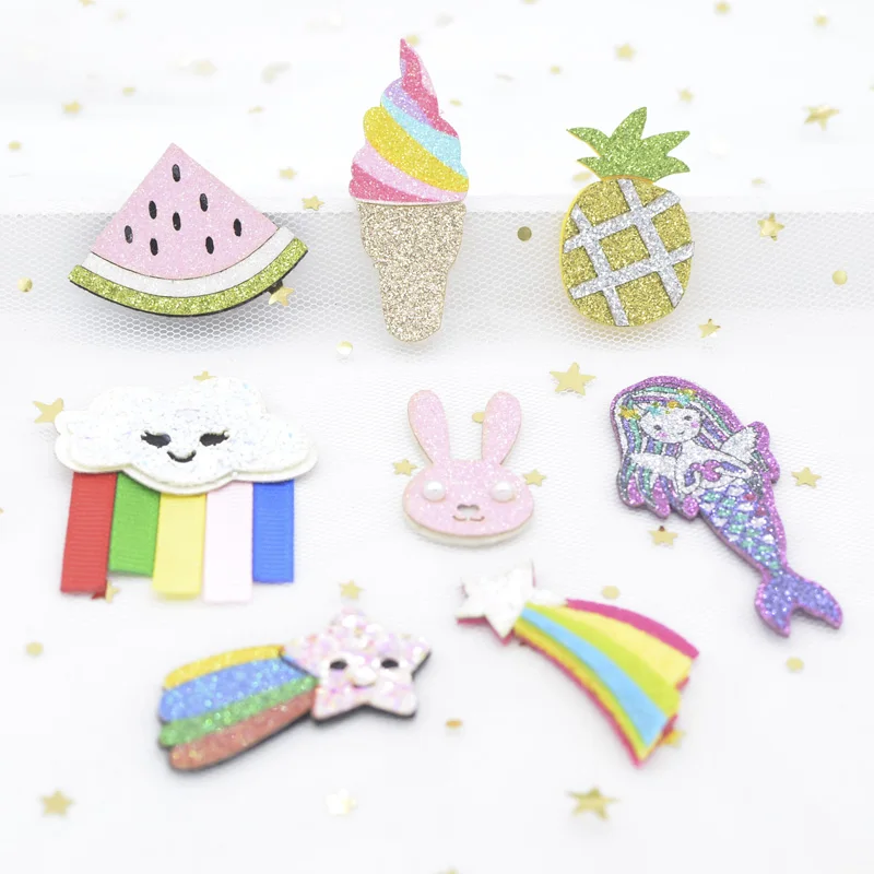 8Pcs Glitter Watermelon Pineapple Ice Cream Rabbit Smiley Starlight Clouds Mermaid Appliques for DIY Hair Clips Bow Stickers H61
8Pcs Glitter Watermelon Pineapple Ice Cream Rabbit Smiley Starlight Clouds Mermaid Appliques for DIY Hair Clips Bow Stickers H61