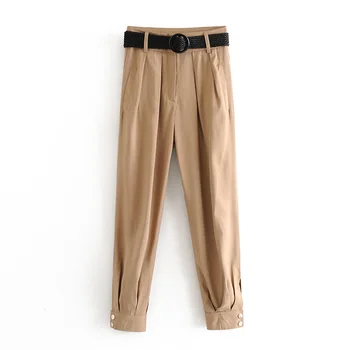 2020 spring women's new style with belt pleated high waist pants pleated decorative trousers split ends was thin casual pants
2020 spring women's new style with belt pleated high waist pants pleated decorative trousers split ends was thin casual pants