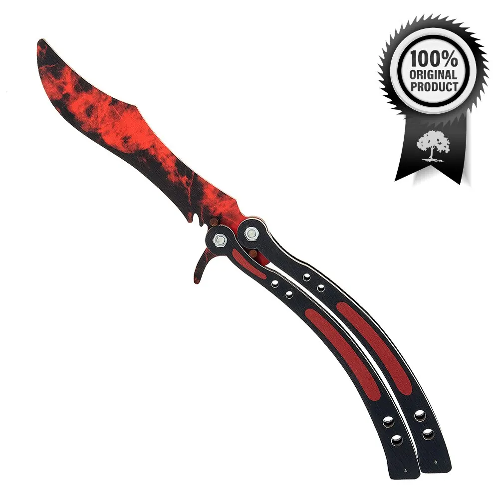 Фото Knife butterfly Counter-Strike 1.6 vozwooden waves Ruby /cs go Wood Toy wood weapon / Gift for boy (Rubber cartridges)/ CS GO Plaything gun knife |