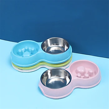 Pet Slow Eating Double Bowl Wheat Straw Dog Feeding Dish Stainless Steel Cat Drinking Bowl Anti Choke Non-slip Food Water Bowls
Pet Slow Eating Double Bowl Wheat Straw Dog Feeding Dish Stainless Steel Cat Drinking Bowl Anti Choke Non-slip Food Water Bowls