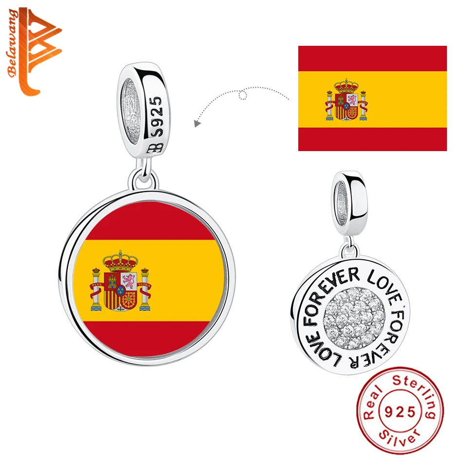 BELAWANG ES Flag Custom Photo Charm 925 Sterling Silver Love Forever Pendant Bead Fit Original Bracelet DIY Jewelry For Women
BELAWANG ES Flag Custom Photo Charm 925 Sterling Silver Love Forever Pendant Bead Fit Original Bracelet DIY Jewelry For Women