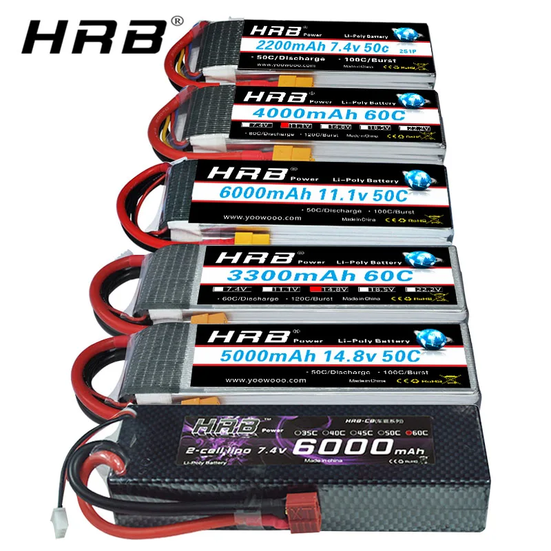 Аккумулятор HRB 2S 3S 4S 6S Lipo 1300 мач 2200 3300 4000 5000 6000 с Deans XT60 для радиоуправляемых