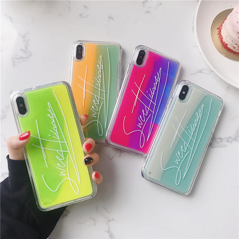 Neon Sand Solid color Case for xs max xr x 6 6s 7 8 Plus 7plus Luminous Glow In Dark Liquid Glitter Quicksand Case Capa Coque
Neon Sand Solid color Case for xs max xr x 6 6s 7 8 Plus 7plus Luminous Glow In Dark Liquid Glitter Quicksand Case Capa Coque