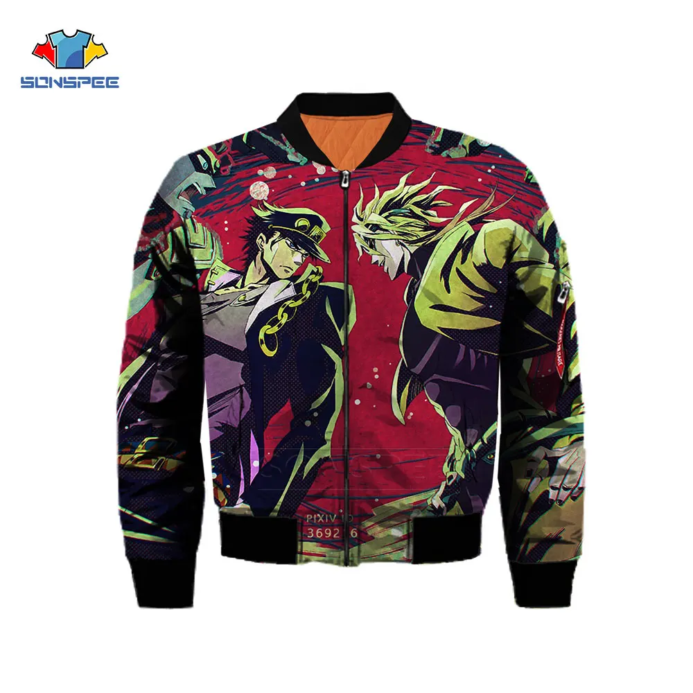 Мужская зимняя утепленная куртка-бомбер SONSPEE JOJO Kujo Jotaro с аниме-рисунком и 3D принтом, повседневные полетные куртки большого размера
Мужская зимняя утепленная куртка-бомбер SONSPEE JOJO Kujo Jotaro с аниме-рисунком и 3D принтом, повседневные полетные куртки большого размера