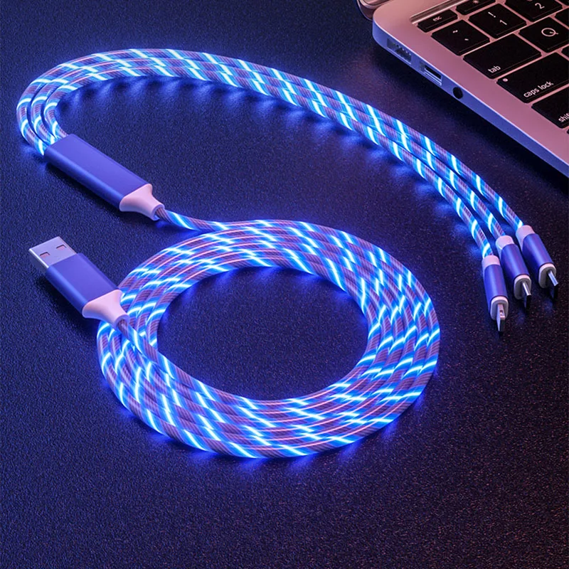 1.2M 3 in 1 USB Charger Cable for Mobile Phone Micro USB Type C Charge Cable for iPhone Charging Glow LED Glow Flowing Data Cord
1.2M 3 in 1 USB Charger Cable for Mobile Phone Micro USB Type C Charge Cable for iPhone Charging Glow LED Glow Flowing Data Cord