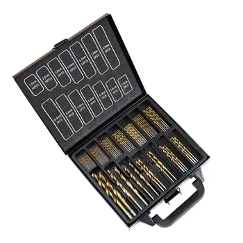 Titanium Coated HSS Drill Bit Set 99 Pcs Piece and Case Wood Metal Kit 1.5-10mm
Titanium Coated HSS Drill Bit Set 99 Pcs Piece and Case Wood Metal Kit 1.5-10mm