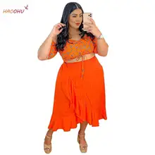 HAOOHU Women's Clothing 2021 Summer Solid Color Lace-up Top Floral-Print Off-Shoulder Two-Piece Skirt Suit Floral Big Hem Orange 
HAOOHU Women's Clothing 2021 Summer Solid Color Lace-up Top Floral-Print Off-Shoulder Two-Piece Skirt Suit Floral Big Hem Orange