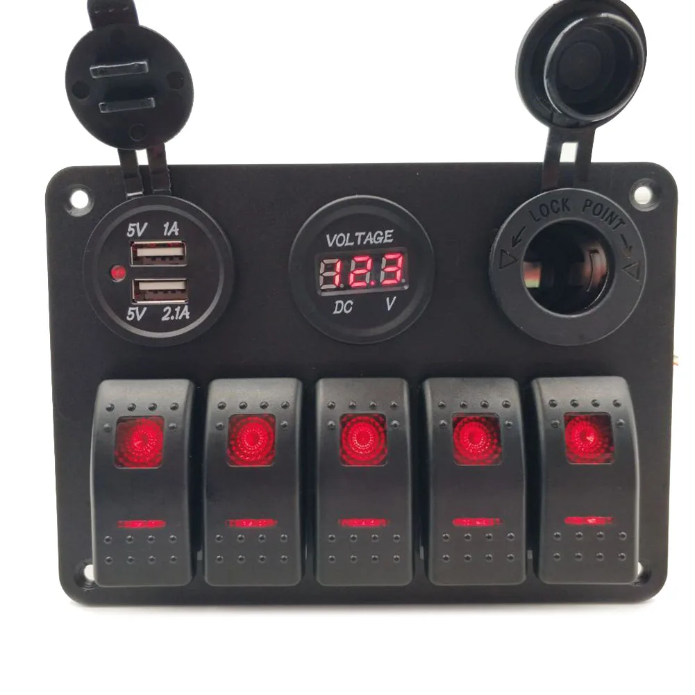 12-24v Red 5 Gang ON-OFF Toggle Switch Panel Double USB Car Boat Marine RV Truck Camper Waterproof Car Accessories 2020
12-24v Red 5 Gang ON-OFF Toggle Switch Panel Double USB Car Boat Marine RV Truck Camper Waterproof Car Accessories 2020