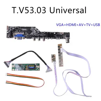 V53 LCD TV Controller Driver Board PC/VGA/HDMI/USB Interface + 7 Key Board Kit