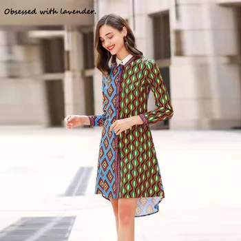 Obsessed with lavender.New lapel color matching geometric dress, seven sleeve women's casual loose Loose edition
Obsessed with lavender.New lapel color matching geometric dress, seven sleeve women's casual loose Loose edition