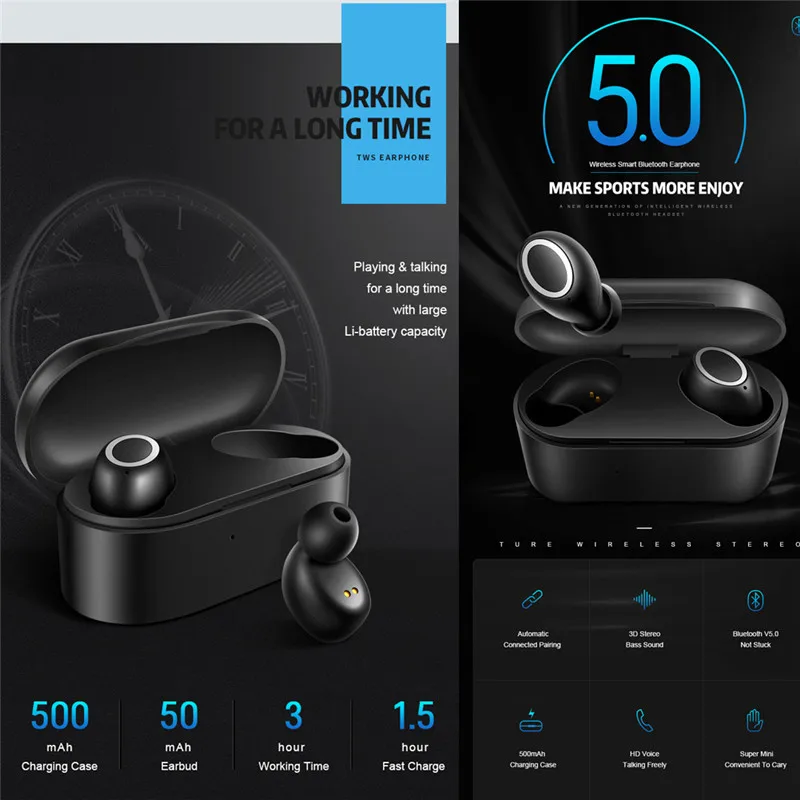 Wireless Headset Mini Earbuds Bluetooth 5.0 Earphones High Sound Quality Sport Earphones Suit For Driving and Sports
Wireless Headset Mini Earbuds Bluetooth 5.0 Earphones High Sound Quality Sport Earphones Suit For Driving and Sports