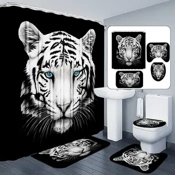4PCS Shower Curtains Set Animal Tiger Head Bath Screens Waterproof Toilet Polyester Cover Mat Set Anti-Slip Bathroom Rugs Kits
4PCS Shower Curtains Set Animal Tiger Head Bath Screens Waterproof Toilet Polyester Cover Mat Set Anti-Slip Bathroom Rugs Kits