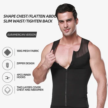 Men Shaper Slimming Vest 100kg Body Shaper Belly Compression Shirt Workout Tank Undershirts Tummy Control Thin Zip Shapewear