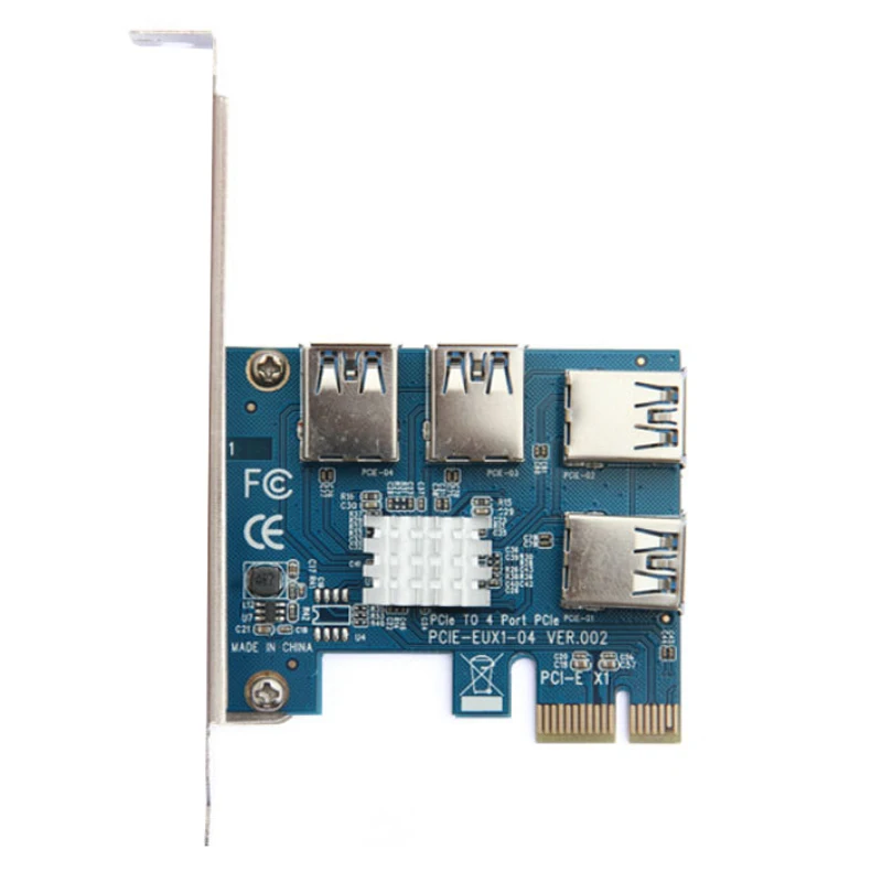 PCI-E to PCI-E Adapter 1 Turn 4 PCI-Express Slot 1x To 16x USB 3.0 Mining Riser Card PCIe Converter for BTC Miner Mining
PCI-E to PCI-E Adapter 1 Turn 4 PCI-Express Slot 1x To 16x USB 3.0 Mining Riser Card PCIe Converter for BTC Miner Mining