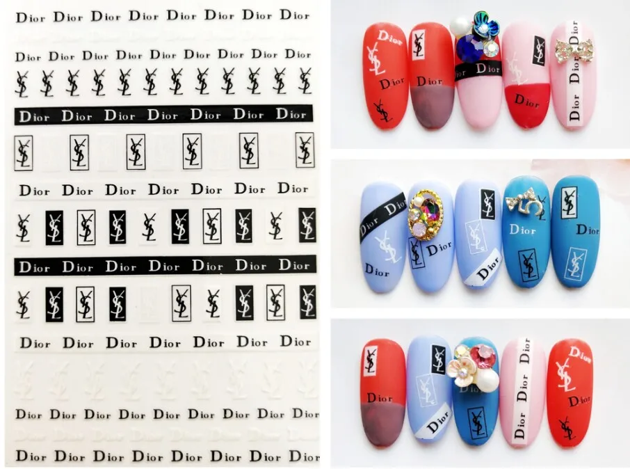 DIY Gold WhiteBlack And Silver Brand Logo 3D Nail Sticker Self-adhesive DIY Sticker Decals Tips Sport Logo Manicure Nail Art D
DIY Gold WhiteBlack And Silver Brand Logo 3D Nail Sticker Self-adhesive DIY Sticker Decals Tips Sport Logo Manicure Nail Art D