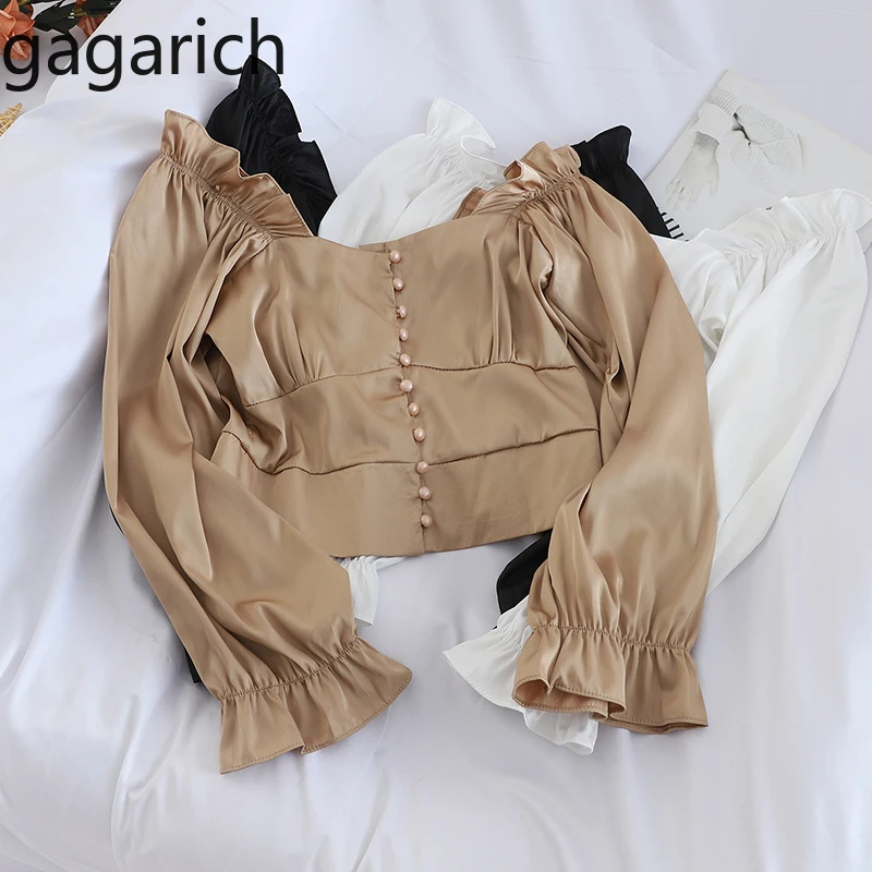 Gagarich Women Fashion Short Blouse Spring Square Collar Flare Sleeve Button Lady Bottom Tops Korean Slim Fit Solid Shirts Femme
Gagarich Women Fashion Short Blouse Spring Square Collar Flare Sleeve Button Lady Bottom Tops Korean Slim Fit Solid Shirts Femme