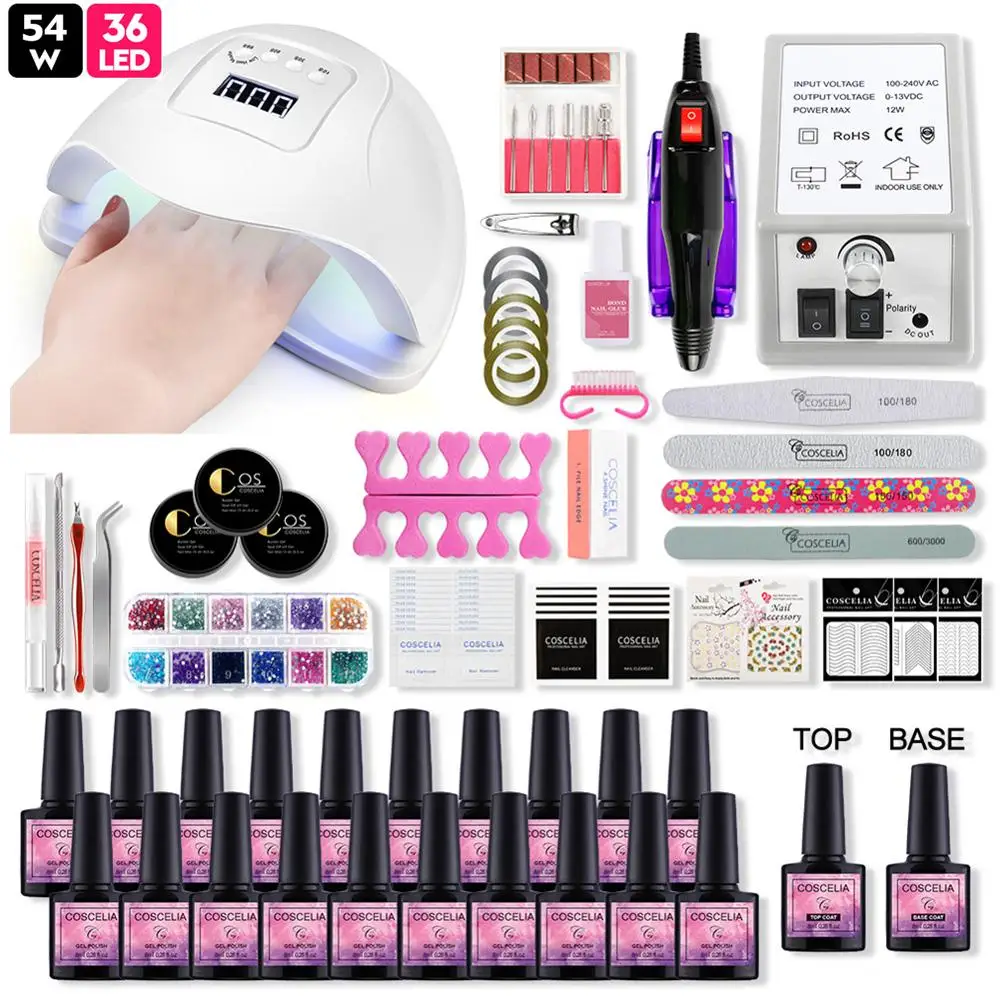 COSCELIA 20PCS Gel Nail Polish Set For Manicure With 54W Led Lamp Tools For Manicure Nail Art Nail Kit Pusher All For Manicure
COSCELIA 20PCS Gel Nail Polish Set For Manicure With 54W Led Lamp Tools For Manicure Nail Art Nail Kit Pusher All For Manicure