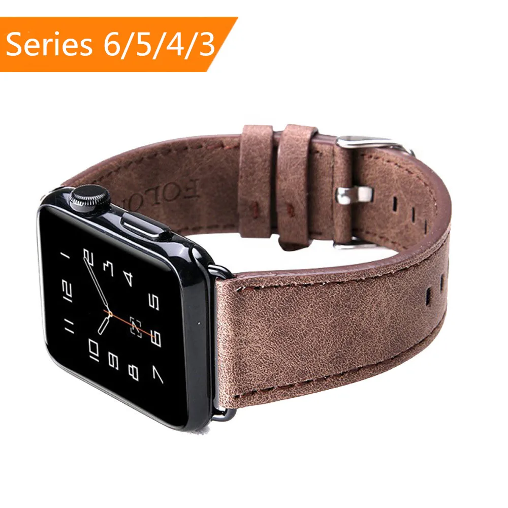 Ремешок кожаный для Apple Watch Band Series 6 5 4 3 2 сменный Браслет iWatch SE 44 мм/42 мм/40 мм/38 мм