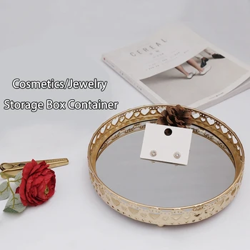 Golden Iron Jewelry Storage Tray Glass Mirror Base Bedroom Desktop Cosmetic Dessert Decorative Organize Plate 25Cm
Golden Iron Jewelry Storage Tray Glass Mirror Base Bedroom Desktop Cosmetic Dessert Decorative Organize Plate 25Cm