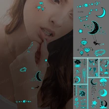 Luminous Stickers Neck Tattoo Temporary Glitter Tattoo Kids Jellyfish Moon Cat Demon Satan Linear Branch Tato Green Blue Glow
Luminous Stickers Neck Tattoo Temporary Glitter Tattoo Kids Jellyfish Moon Cat Demon Satan Linear Branch Tato Green Blue Glow