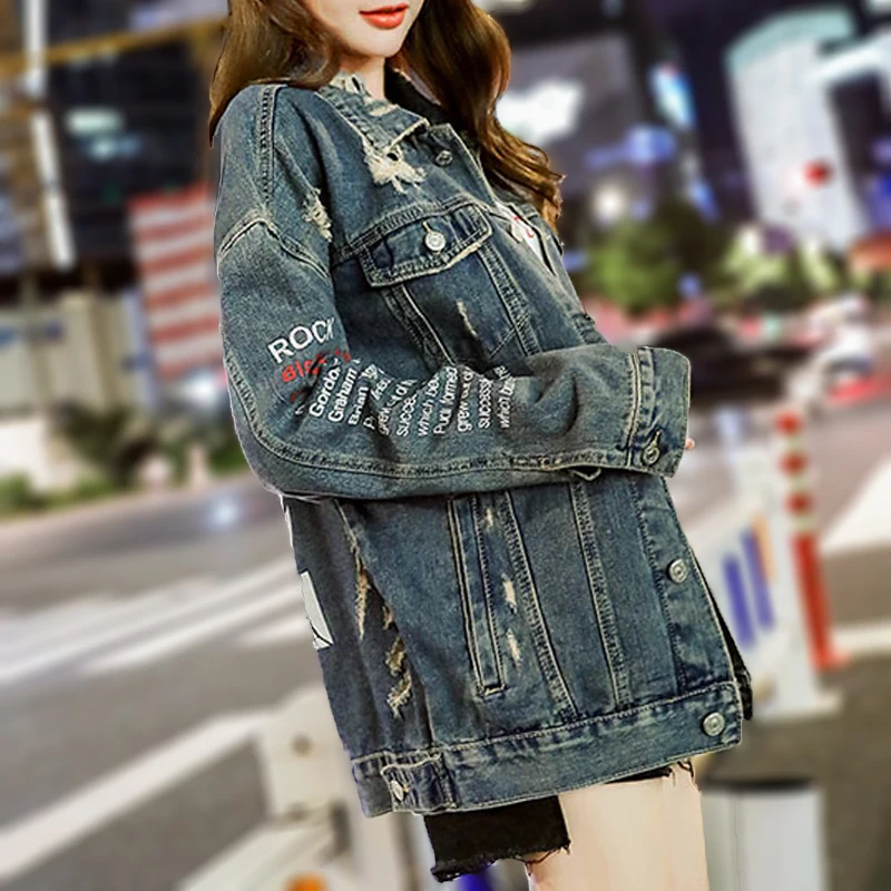 2019 Fashion Letter Print Jeans Jacket Women Frayed Winter Oversized Denim Jacket for Women Basic Coat Female Streetwear Outwear
2019 Fashion Letter Print Jeans Jacket Women Frayed Winter Oversized Denim Jacket for Women Basic Coat Female Streetwear Outwear