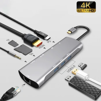 Aluminum Alloy Type-C USB3.0 Interface C HUB Docking Station Notebook Converter 9-in-1HUB For Macbook 
Aluminum Alloy Type-C USB3.0 Interface C HUB Docking Station Notebook Converter 9-in-1HUB For Macbook