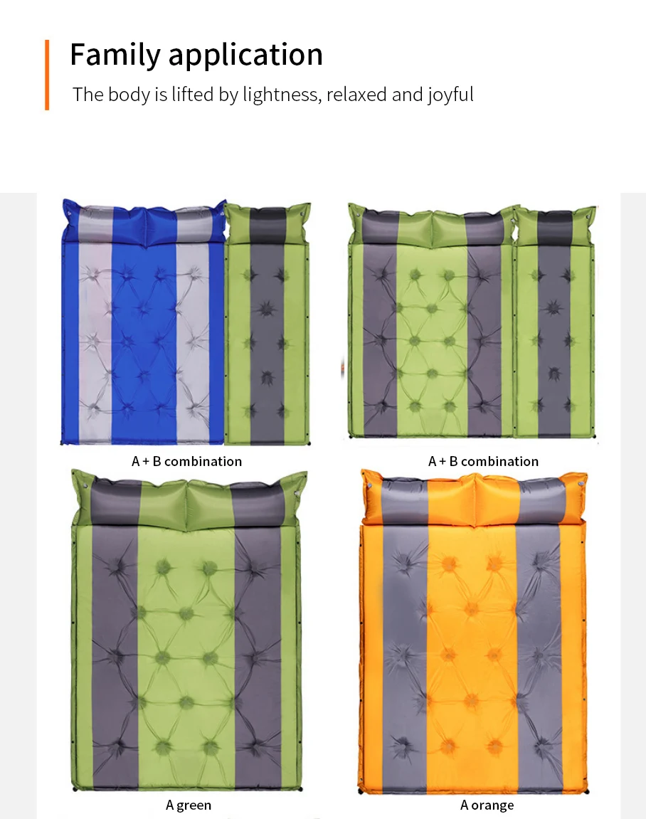 Double Self Inflating Sleeping Pad With Pillows Double Self Inflating Sleeping Pad With Pillows