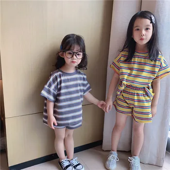 2020 Children Wear Spring and Summer New Style Boys and Girls Short Sleeve Causal Cotton Stripes Tops with Shorts Two Pieces Set
2020 Children Wear Spring and Summer New Style Boys and Girls Short Sleeve Causal Cotton Stripes Tops with Shorts Two Pieces Set