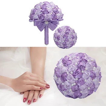 18cm Purple Artificial Wedding Flowers Bridal Bouquet Satin Pearls Rose Bridal Bouquet With Handle Wedding Supplies
18cm Purple Artificial Wedding Flowers Bridal Bouquet Satin Pearls Rose Bridal Bouquet With Handle Wedding Supplies