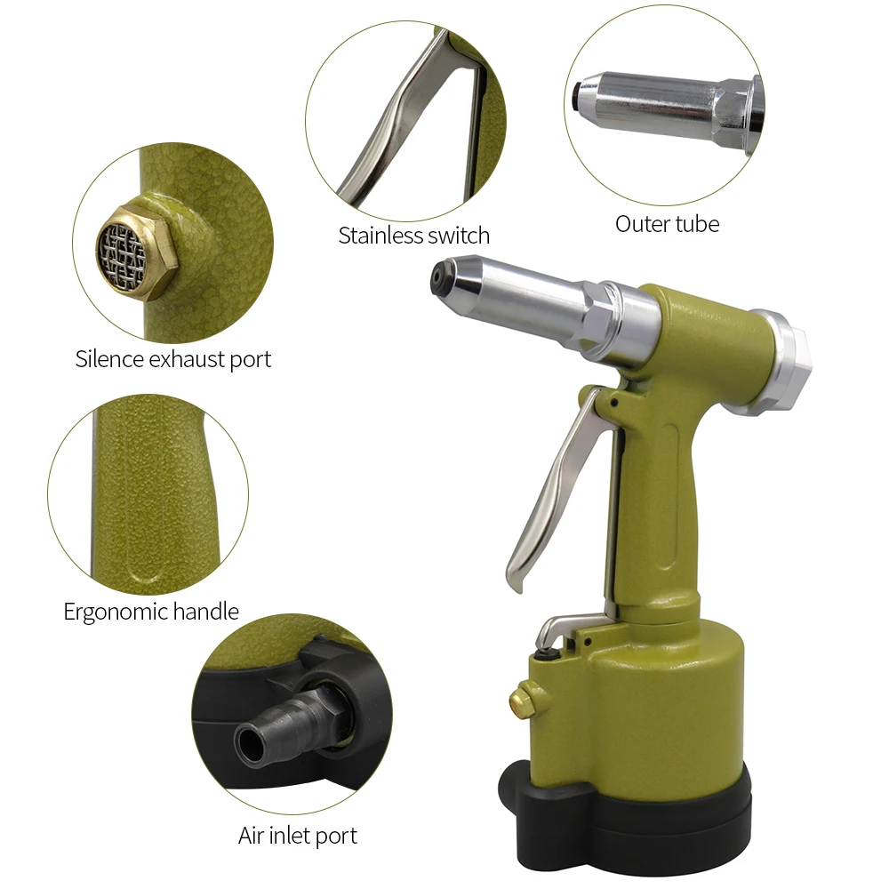 Pneumatic Hydraulic Air Riveter Labor Saving Rivet Riveting Gun Nut Nail Insert Hand Tool With Wrench Set of Tools
Pneumatic Hydraulic Air Riveter Labor Saving Rivet Riveting Gun Nut Nail Insert Hand Tool With Wrench Set of Tools