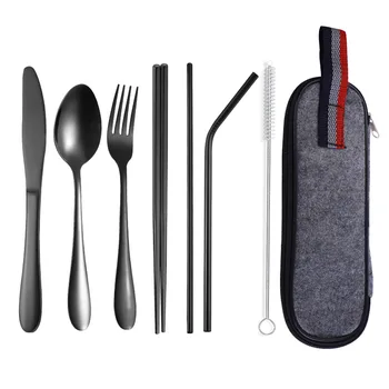 Brandom Tableware 8Pcs/set Stainless Steel Cutlery Straw Dinnerware Set Spoon Fork Chopsticks with Portable Case
Brandom Tableware 8Pcs/set Stainless Steel Cutlery Straw Dinnerware Set Spoon Fork Chopsticks with Portable Case