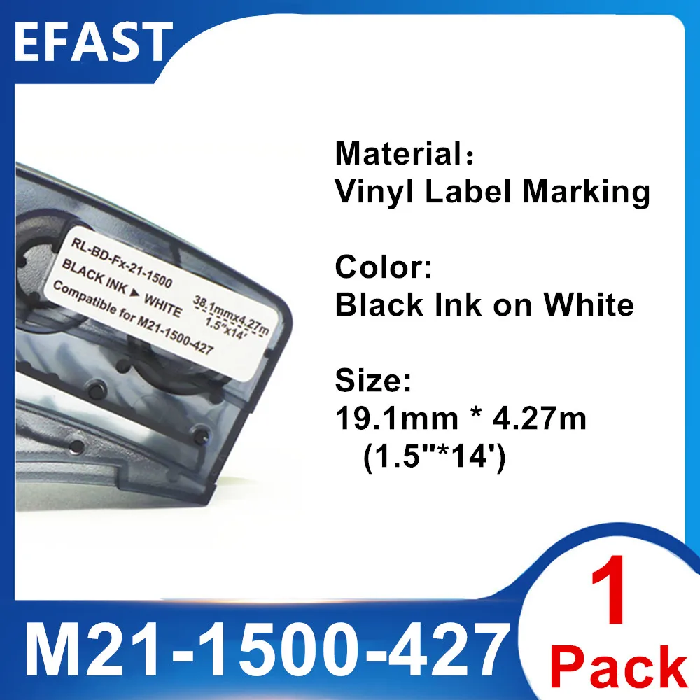 1 Pack M21 1500 427 Vinyl Label Ribbon Black On White For BMP-21 PLUS Printer TAG Labels cartridge 38.1mm * 4.27m
1 Pack M21 1500 427 Vinyl Label Ribbon Black On White For BMP-21 PLUS Printer TAG Labels cartridge 38.1mm * 4.27m