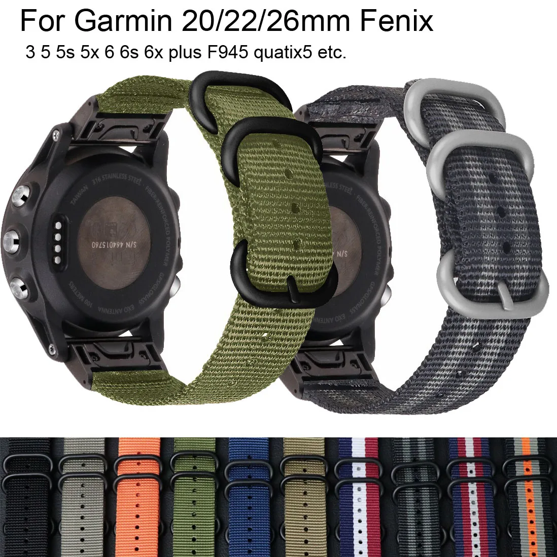 Ремешок нейлоновый для Garmin Fenix 6X 6 6S /5X 5 5S Plus / Fenix 3 /3 HR/ 935 945
Ремешок нейлоновый для Garmin Fenix 6X 6 6S /5X 5 5S Plus / Fenix 3 /3 HR/ 935 945