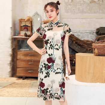 Chinese-Style Retro Artistic Temperament Mesh Embroidery Improved Girl's Daily Cheongsam Dress Summer Slim Dress
Chinese-Style Retro Artistic Temperament Mesh Embroidery Improved Girl's Daily Cheongsam Dress Summer Slim Dress