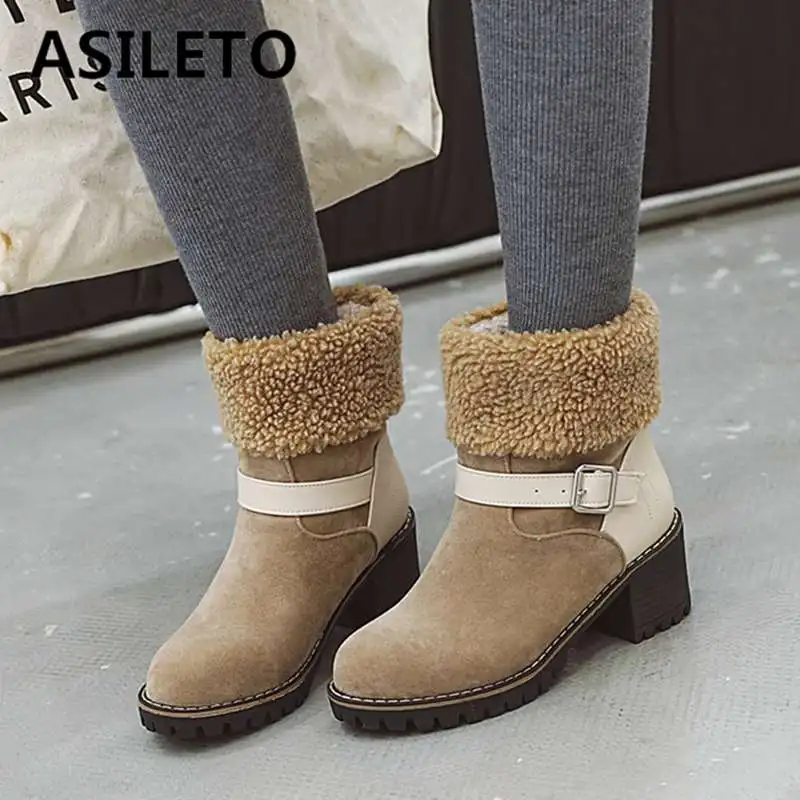 ASILETO big size 32-43 winer snow boots platform bowtie square heels warm plush ankle boots buckle zipper footwear bottes botas
ASILETO big size 32-43 winer snow boots platform bowtie square heels warm plush ankle boots buckle zipper footwear bottes botas
