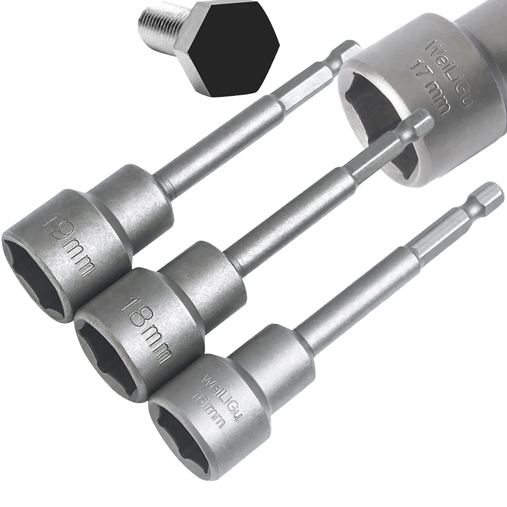 Screwdrive Bit Hex Nut Driver Power Socket Non-Magnetic Wrench 1/4" Shank Impact Drill Bits 100mm Long x 5 -19mm CRV Tools / Set
Screwdrive Bit Hex Nut Driver Power Socket Non-Magnetic Wrench 1/4" Shank Impact Drill Bits 100mm Long x 5 -19mm CRV Tools / Set