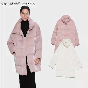 Obsessed with lavender.Winter new women's loose mid-length high collar cotton-padded jacket coat
Obsessed with lavender.Winter new women's loose mid-length high collar cotton-padded jacket coat