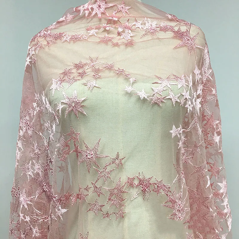 91x155cm White/Pink Star Embroidered Lace Fabric Costume Dress Curtain Background Mesh DIY Cloth Accessories
91x155cm White/Pink Star Embroidered Lace Fabric Costume Dress Curtain Background Mesh DIY Cloth Accessories