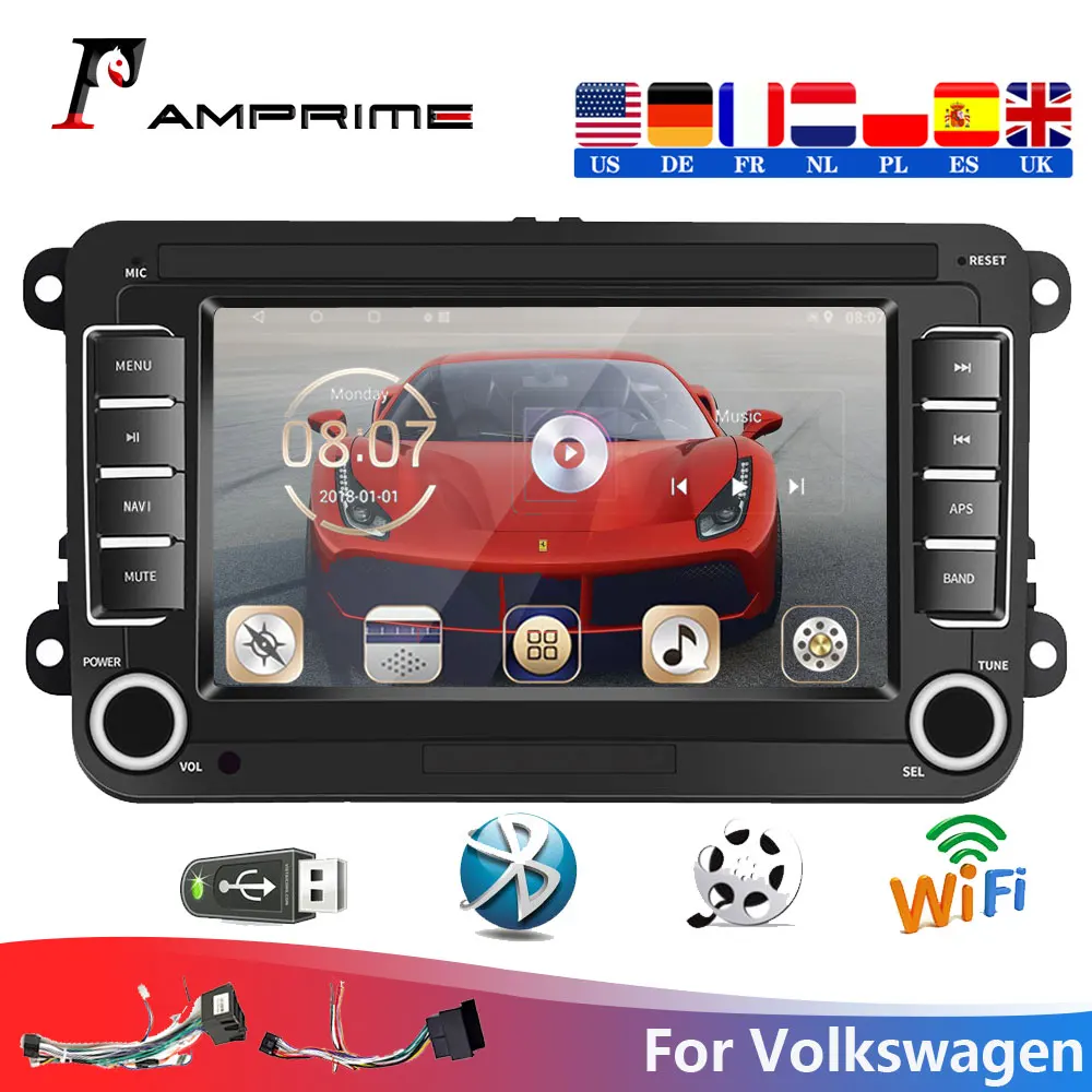 AMPrime 2din автомагнитолы Android 7 "автомобильный мультимедийный плеер GPS Wifi для
