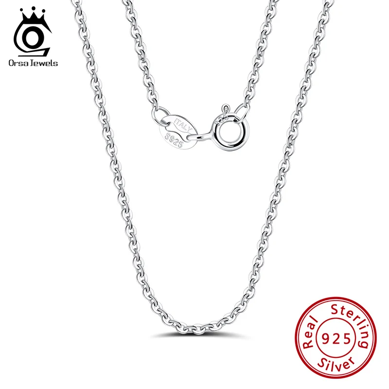 

ORSA JEWELS Italian 925 Sterling Silver Personalize Necklace Chain for Women 1.0mm Cable Link Chains Necklace 45 50 55cm SC06-P
