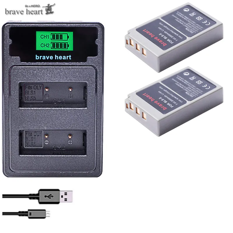 TYPE-C DUAL Charger + 2000mAh BLS-5 BLS5 Bls50 Battery for Olympus OM-D E-M10,Mark III,Mark II,PEN E-PL2,E-PL6,E-PM2, Stylus 1
TYPE-C DUAL Charger + 2000mAh BLS-5 BLS5 Bls50 Battery for Olympus OM-D E-M10,Mark III,Mark II,PEN E-PL2,E-PL6,E-PM2, Stylus 1