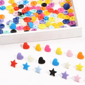 KAM 스타 하트 레진 버튼 패스너 스냅 버튼, 다채로운 버튼, 아기 천 바느질 의류 액세서리