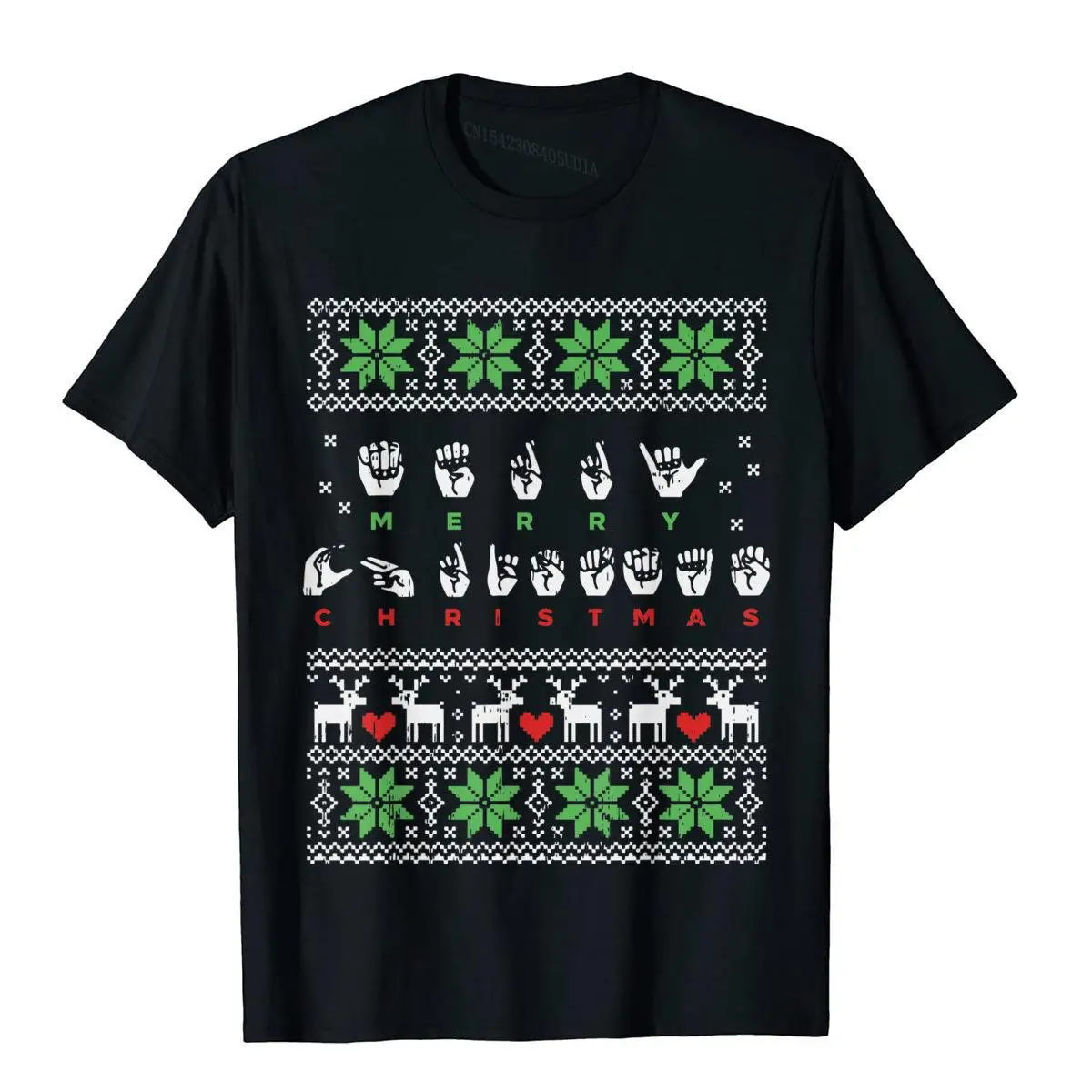

Sign Language Ugly Christmas Shirt Hand Sign Deaf Mute Gift T-Shirt Cotton Tops T Shirt Novelty Company Chinese Style T Shirts