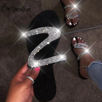 Crystal Flat Sandals Women Casual Summer Shoes Bling Slippers Outdoor Beach Ladies Sandals Solid Sandalen Sandalia Feminina 2020
Crystal Flat Sandals Women Casual Summer Shoes Bling Slippers Outdoor Beach Ladies Sandals Solid Sandalen Sandalia Feminina 2020