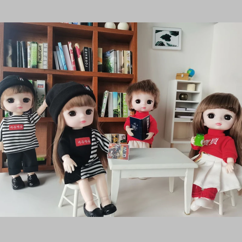 Новинка 2 шт. 16 см куклы игрушки 1/8 коричневые большие глаза BJD кукла модная одежда